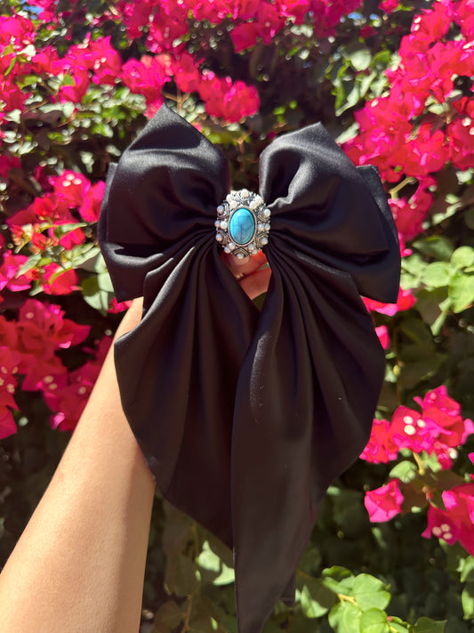 Adelita Bow - Black and Turquoise