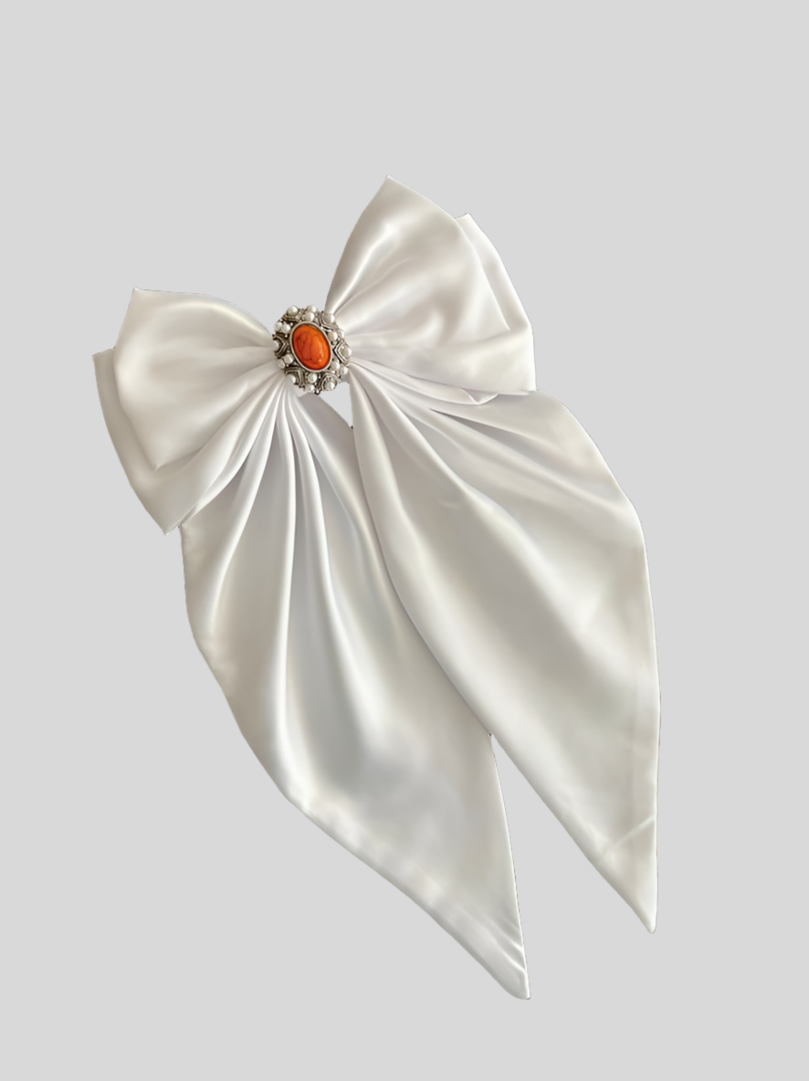 Adelita Bow - White and Orange