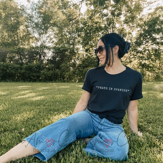 Prays in Spanish Embroidered Tee