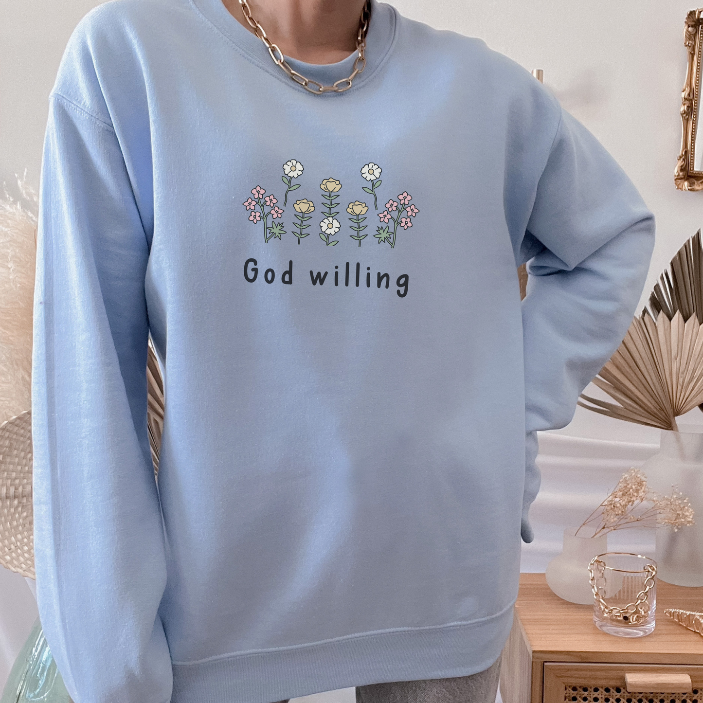 God Willing Embroidered Sweater