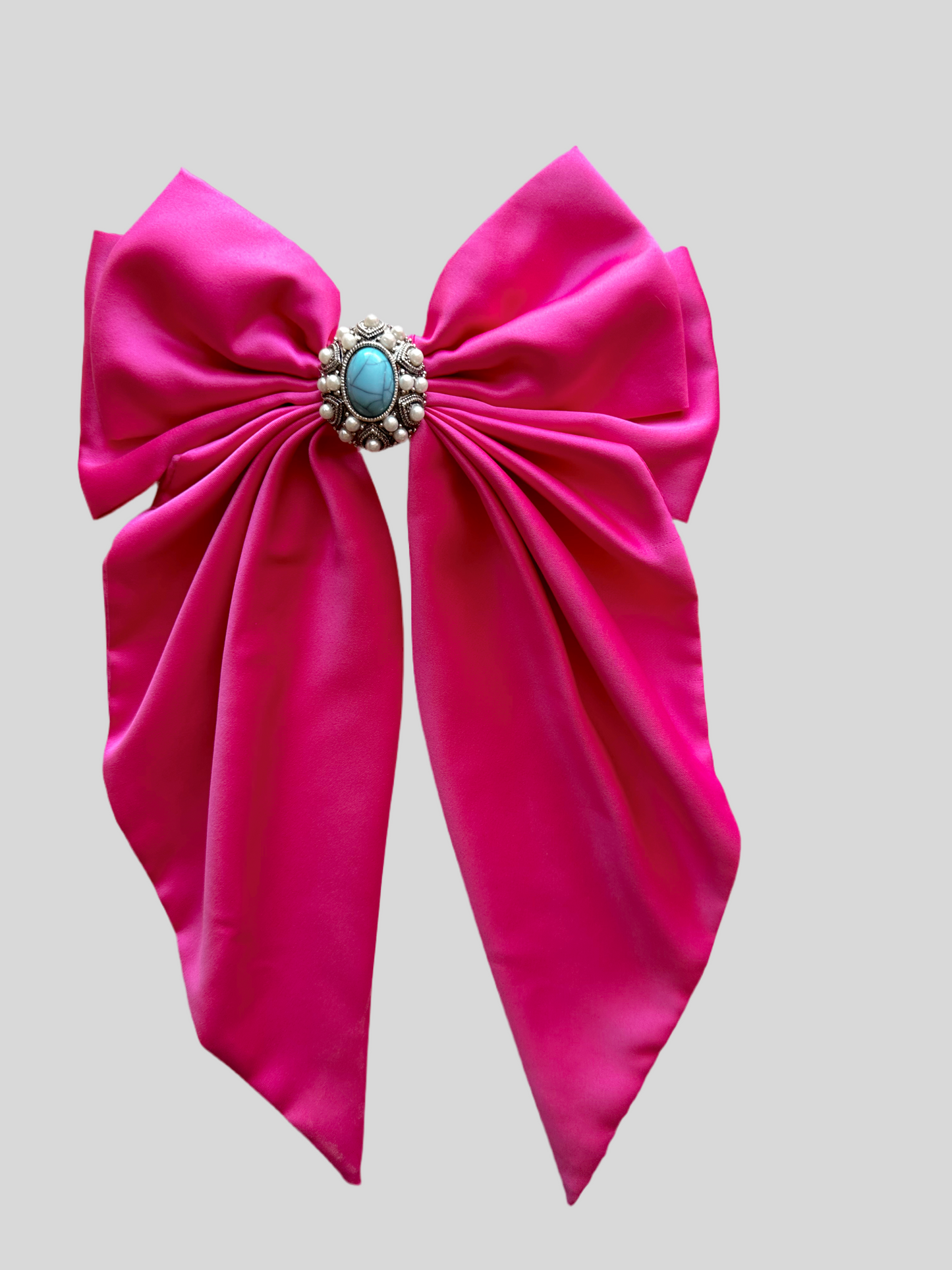 Adelita Bow - Pink and Turquoise Pearls